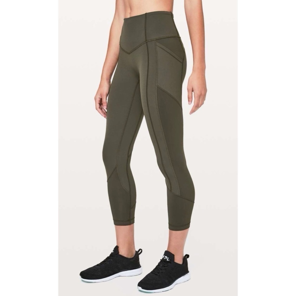 Lululemon Athletica High Rise All The Right Places Crop II 23” Sz 6 Dark Olive